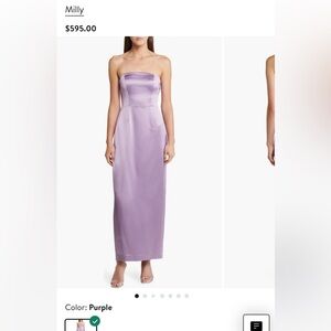 Milly purple hammered satin dress Size 4 Worn Once